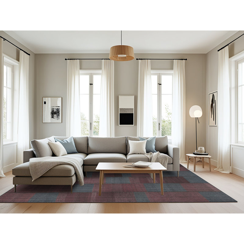 Tapis brun/bleu zone contemporaine, Rectangle 8 pi x 12 pi