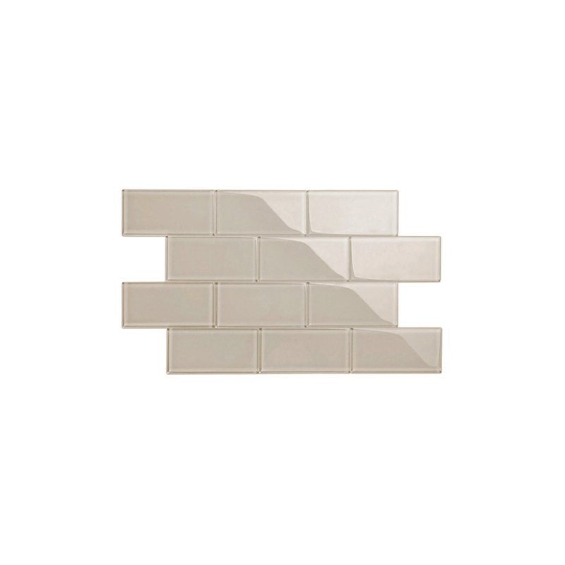 Carreau de verre Subway 3 po x 6 po, Taupe clair