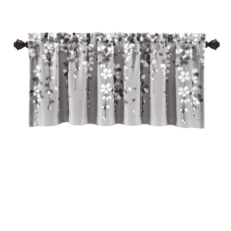 Lush Decor Weeping Flower Single Window Valance, Gray
