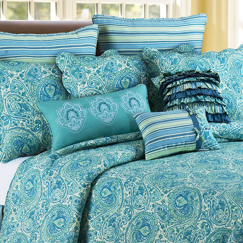 Oceana Paisley Cotton Striped Euro Sham, Euro Sham