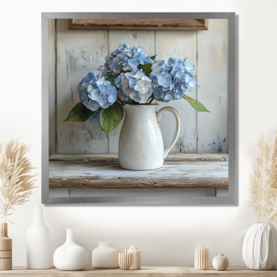 Minimalism Hydrangeas In A Milk Jug I - Hydrangea Wall Art