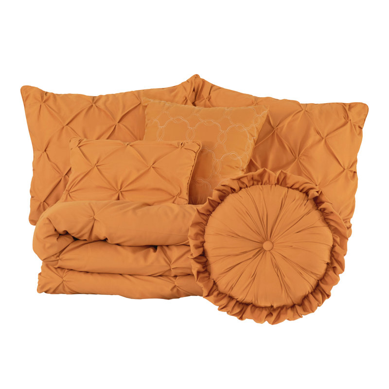 Light Gray Queen Microfiber 7-Piece Pintuck Comforter Set