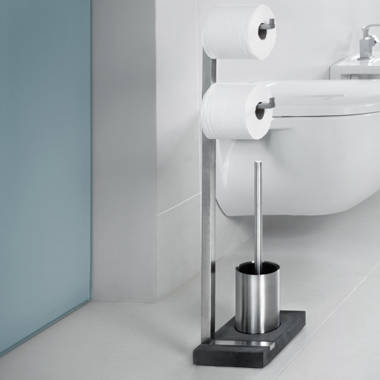 Papier Garnitur WC Halterung, mit Holz WC Bambus Toilettenpapierhalter Eisl Toilettenbürste Standgarnitur
