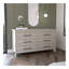 Commode double, quatre pieds, 6 tiroirs, plateau supérieur, gris clair