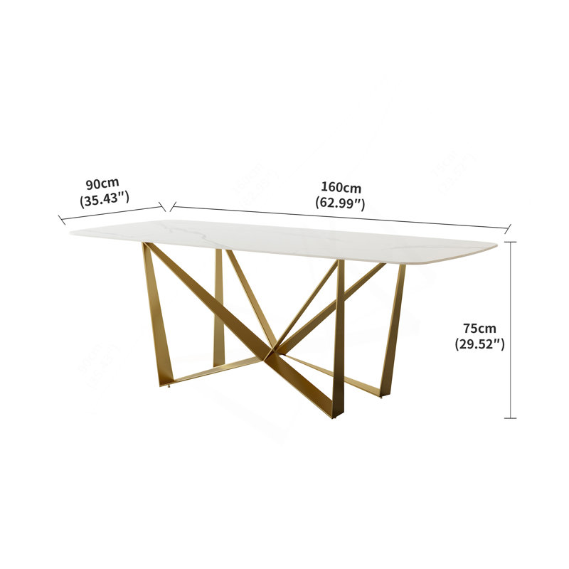 Table de salle à manger Titanium Gold, H 29,53 po x L 63 po x l 35,43 po, Doré