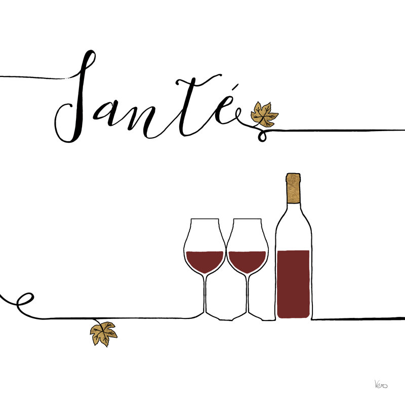 Underlined Wine VI by Veronique Charron - Wrapped Canvas Painting, 51cm H x 51cm W x 3.8cm D
