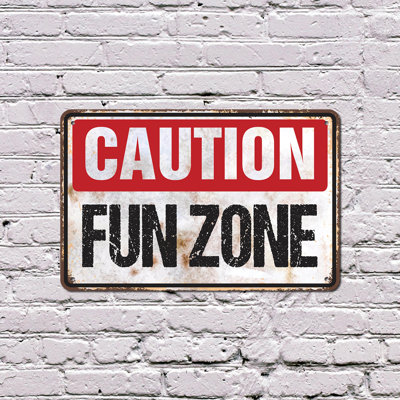 Caution Fun Zone 8 Inch x 12 Inch Plastic Sign