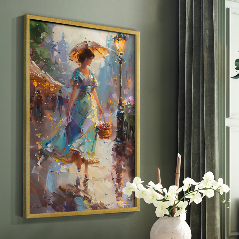 WOMEN-CCDXL - Reproduction d'art encadrée de qualité supérieure - prête à être accrochée, Or, H 28 po x l 22 po