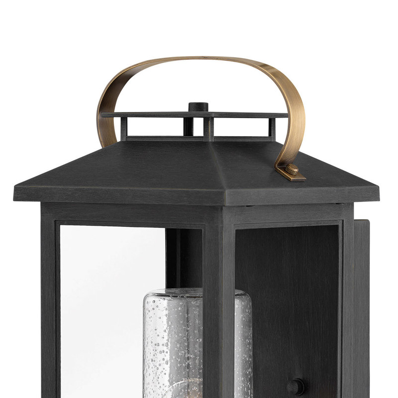Atwater Outdoor Wall Lantern, 14" H x 6.5" W x 7" D, Black, Black