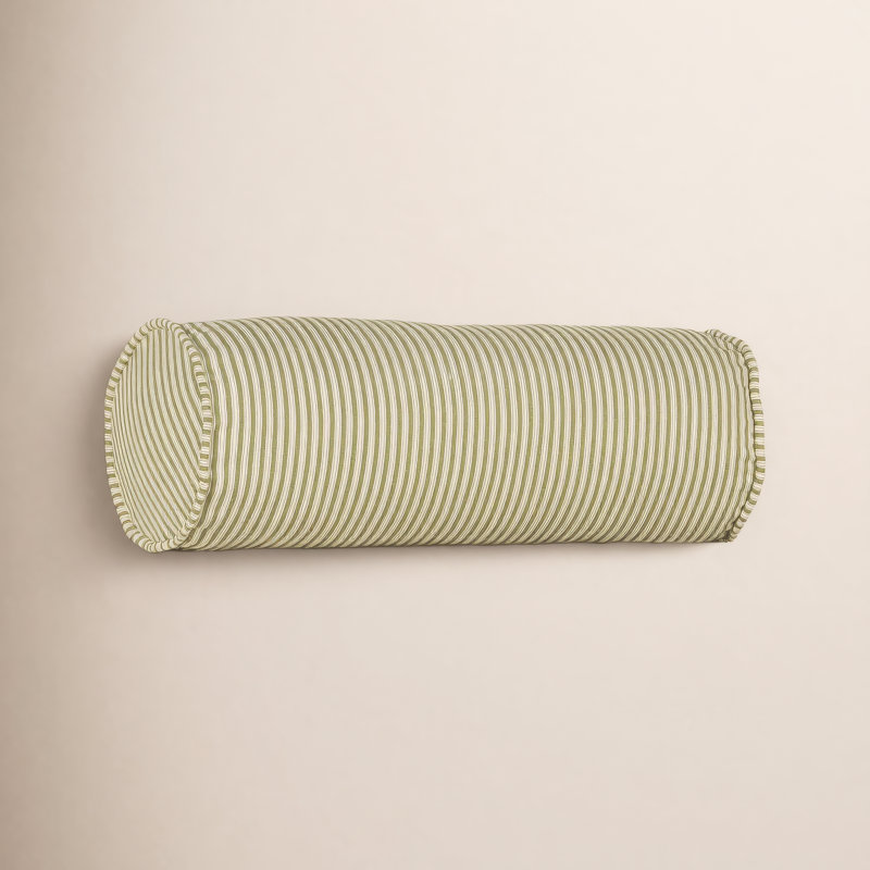Birch Lane Polo Stripe Calypso Piped Bolster Pillow, Green, Polyester