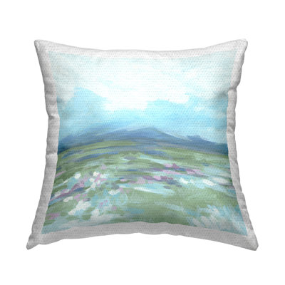 Blue Hazy Mountains Outdoor Printed Pillow by June Erica Vess