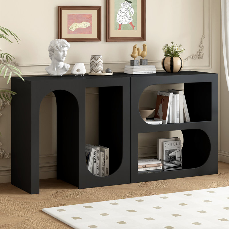 Console de conception géométrique avec pieds en pin massif, convenant au vestibule, au couloir, au salon, à la chambre à coucher