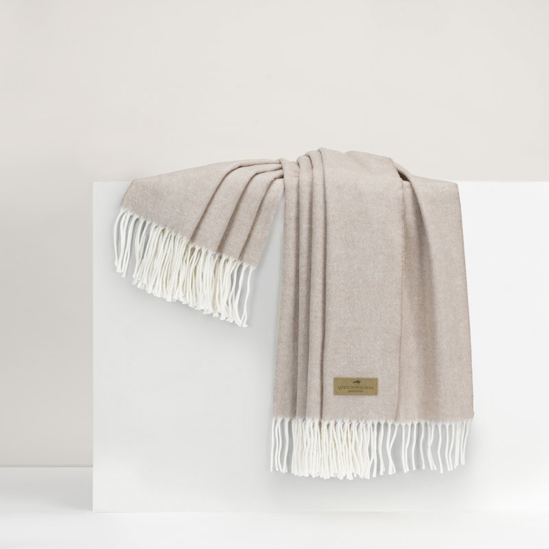 Italian Herringbone Throw Blanket, Smoke