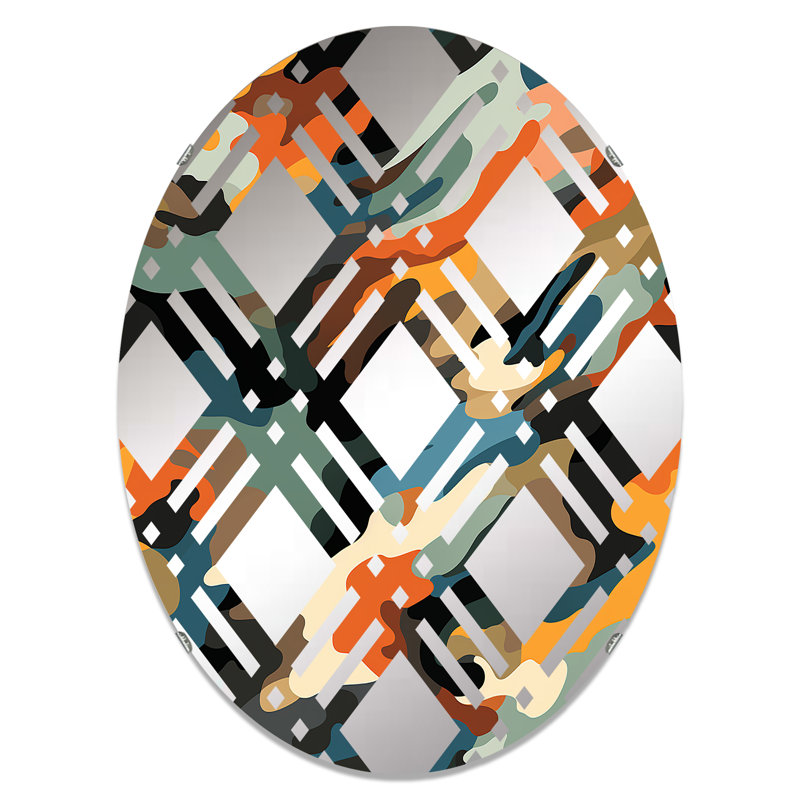 Tribal Camouflage Essence - Miroir décoratif à carreaux ovale, L 20 po x H 30 po