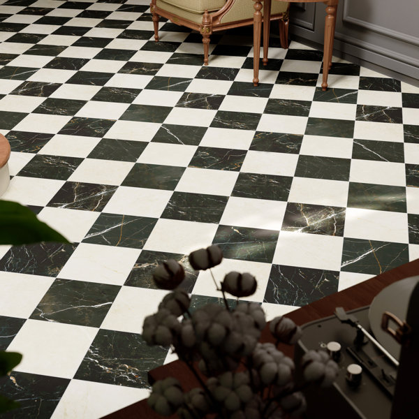 Reve Checker 11-3/4 in. x 11-3/4 in. Porcelain Floor and Wall Tile