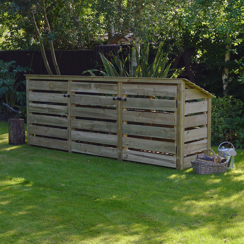 Urbanna 340cm W x 74.5cm D Solid Wood Log Store, Light Green