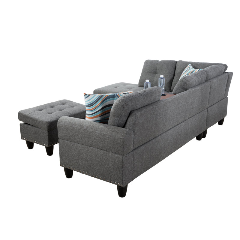 Manervia Upholstered L-Shaped Sectional, Gray, Left Hand Facing