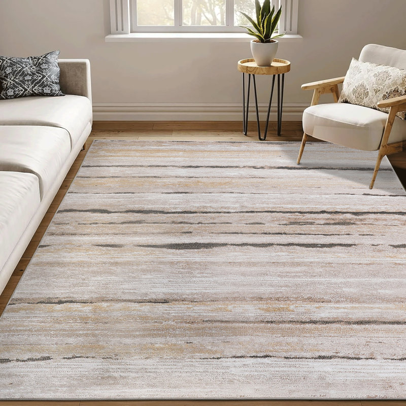Striped Non-Shedding Living Room Bedroom Dining Home Office Stylish And Stain Resistant Area Rug, Rectangle 6'7" x 7'9"
