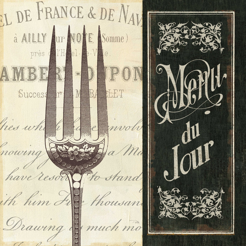 French menu II, H 20 po x l 20 po x P 1,25 po