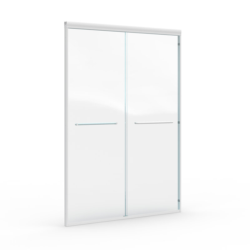 44" - 48" W X 72" H Double Sliding Shower Door, Semi-Frameless Bypass Bathroom Sliding Door With 1/4" (6Mm) Tempered Glass For Walk-In Shower
