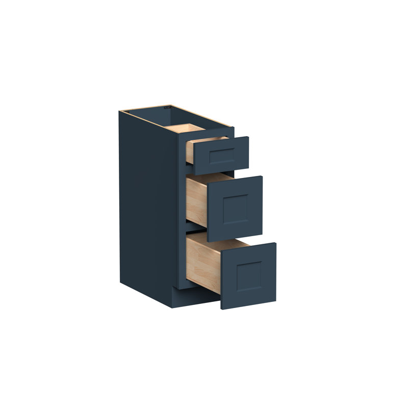Armoire de base à 3 tiroirs DL Cabinetry (prête à assembler) de style Shaker l 12 po x H 34,5 po x P 24 po - Cyber gris, 12"