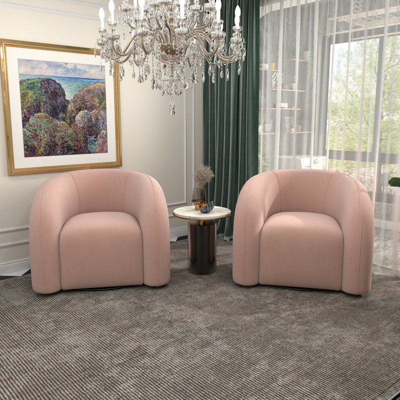 Fauteuil demi-tonneau pivotant de 34,6 po Briggette, Rose