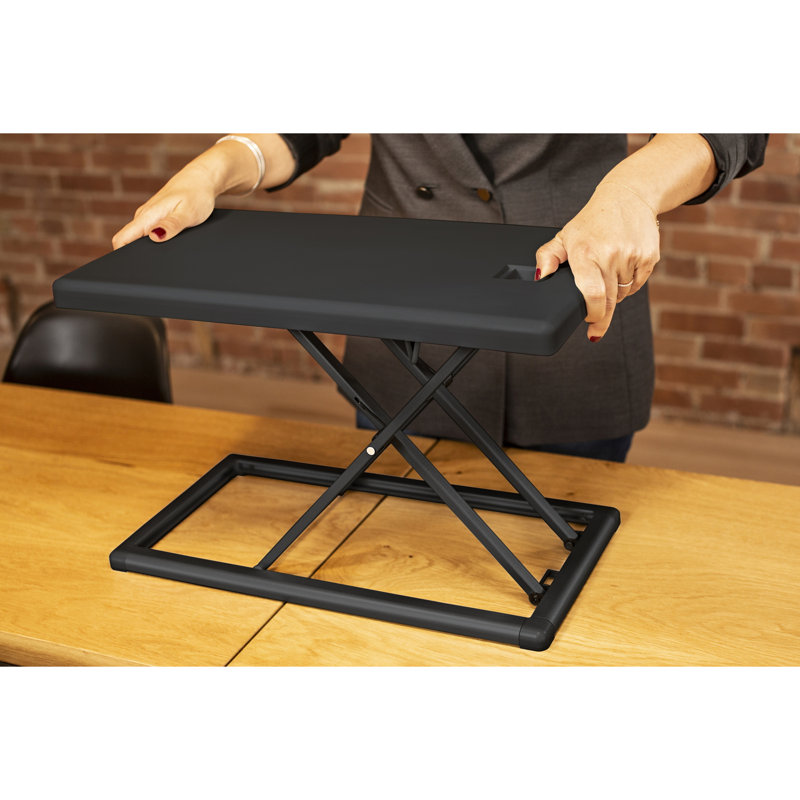  19 in. Black Portable Standing Desk Riser Converter Height Adjustable Travel Laptop Keyboard Raising Workstation, Black
