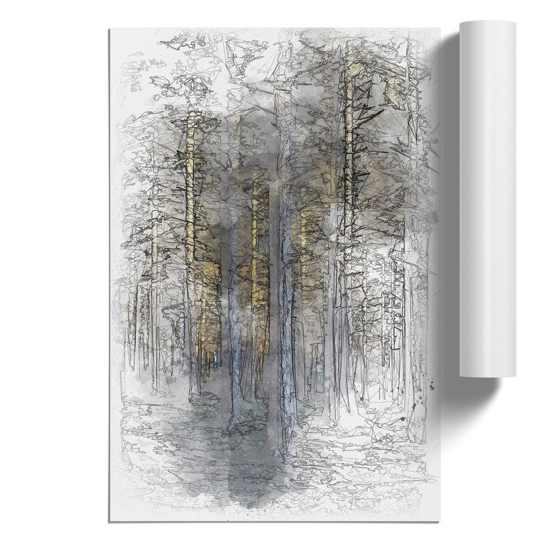 Sunlight Forest Sketch - Frameless Print