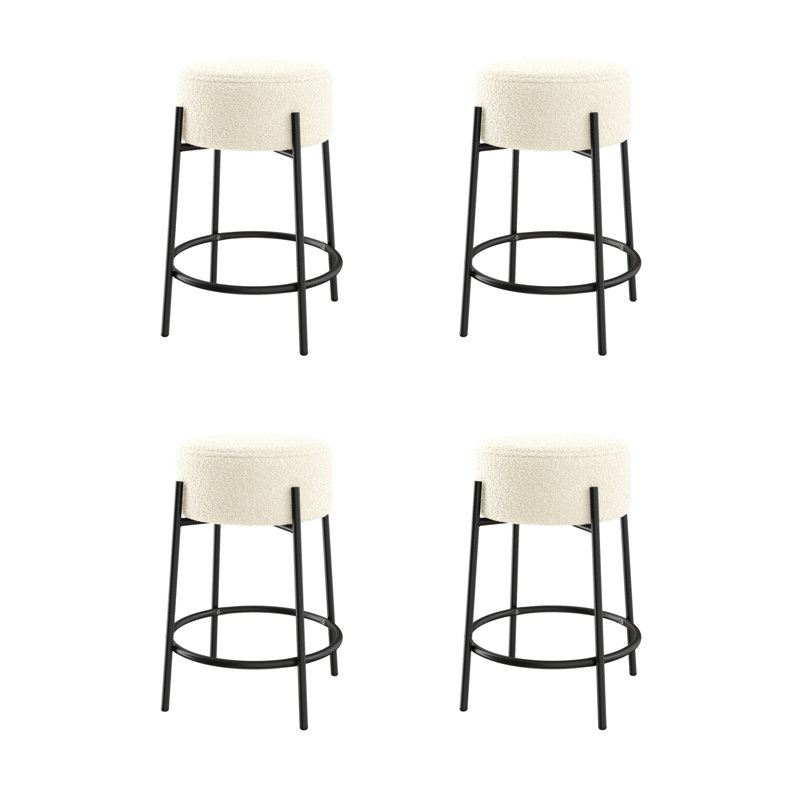 Tabouret , Tabouret de comptoir (siège d'une hauteur de 24 p, Polyester brun clair / cadre noir mat, 4