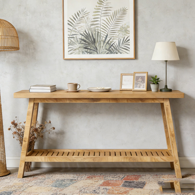 2-Tier Sofa Table,Console Table, Light Brown