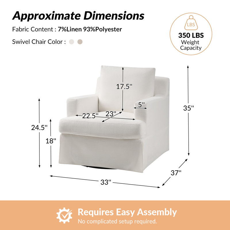 Chaise berçante pivotante à housse Germa, Blanc