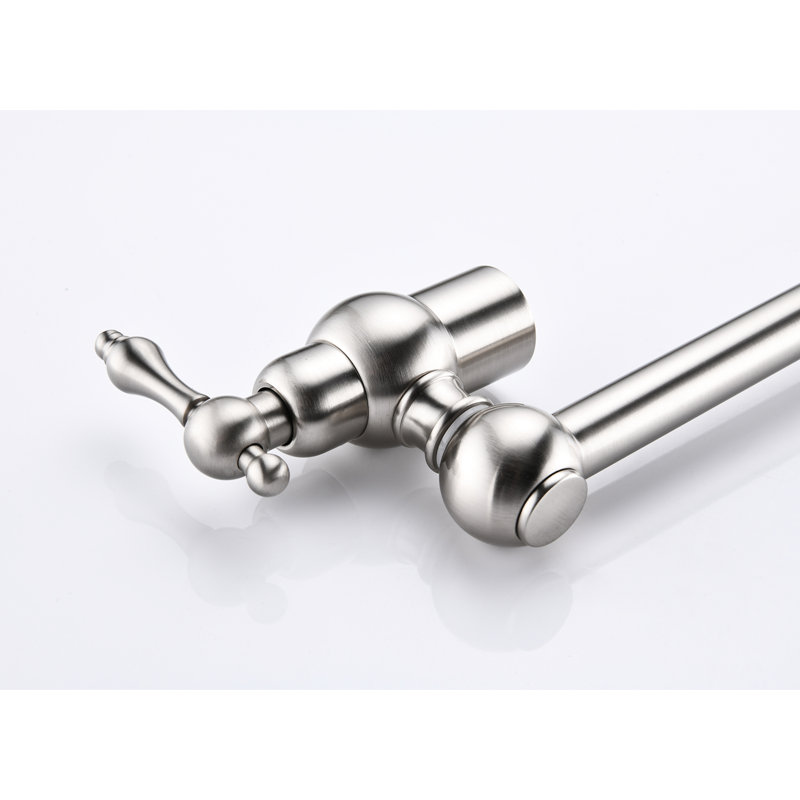 Robinet de robinet de remplissage mural en nickel brossé, conception pliable pour l'espace de cuisine, contrôle facile du débit d'eau à deux poignées, robinet de construction pliable en nickel, rotatif à 360 °, à écoulement stable,