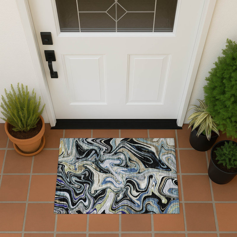 Machine Washable Indoor/Outdoor Jourdan ACN2395 Abstract Rug, Rectangle 1'8" x 2'6"
