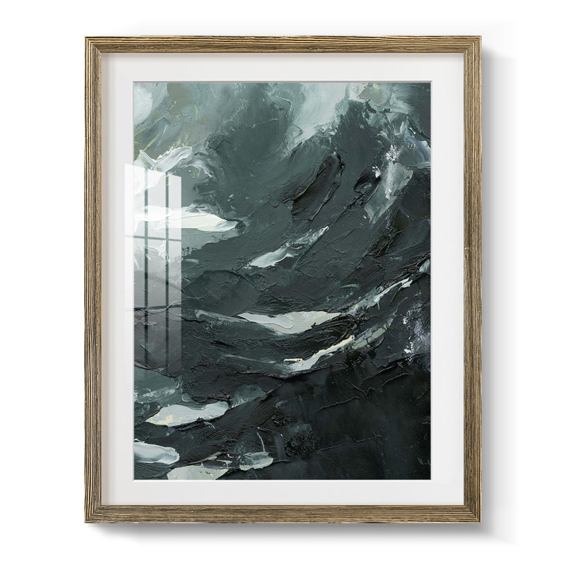 Perdus dans la mer II, Blanc, Toile avec cadre noyer