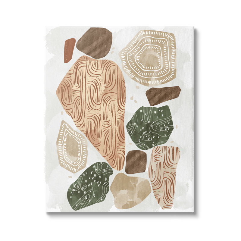 Formes géométriques terreuses abstraites surdimensionnées par Ziwei Li, L 16 po x H 20 po, Toile tendue