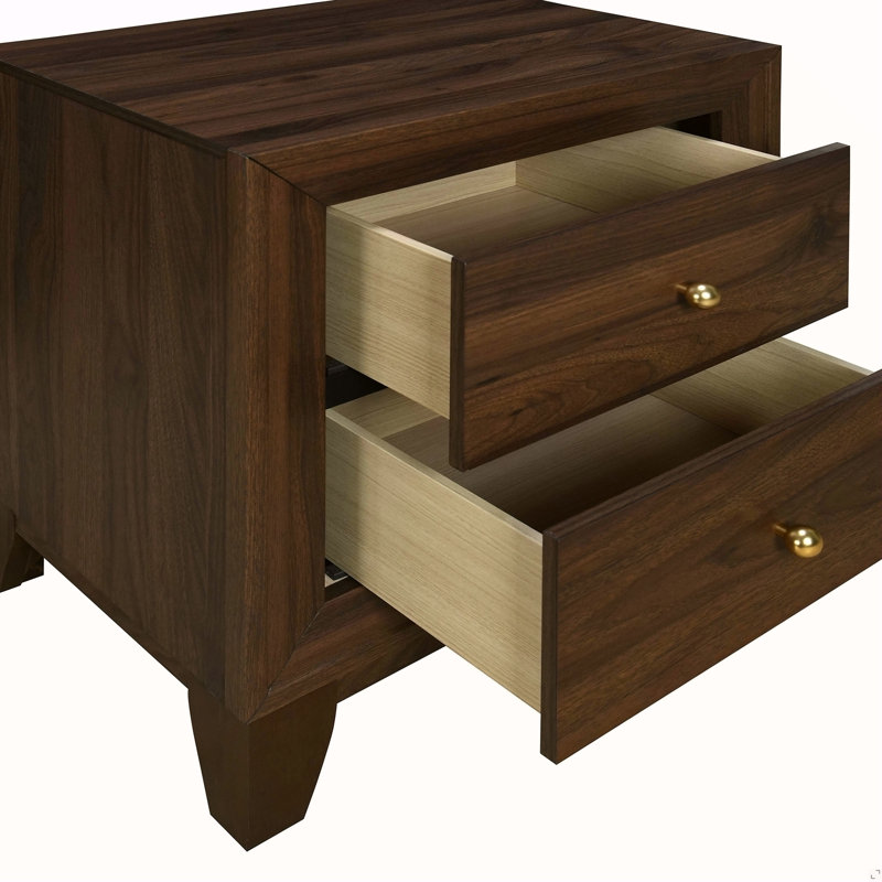 Table de chevet 2 tiroirs Walnut