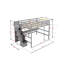 Lit mezzanine double avec bureau, tablettes de rangement et escalier, gris