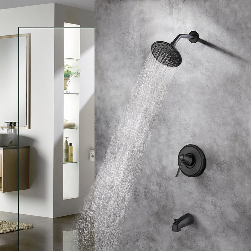 Robinet de baignoire et douche pour salle de bain avec valve brute, Noir