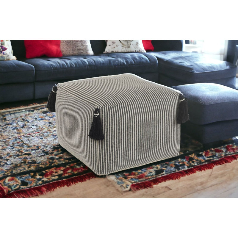 18" Gray 100% Cotton Ottoman