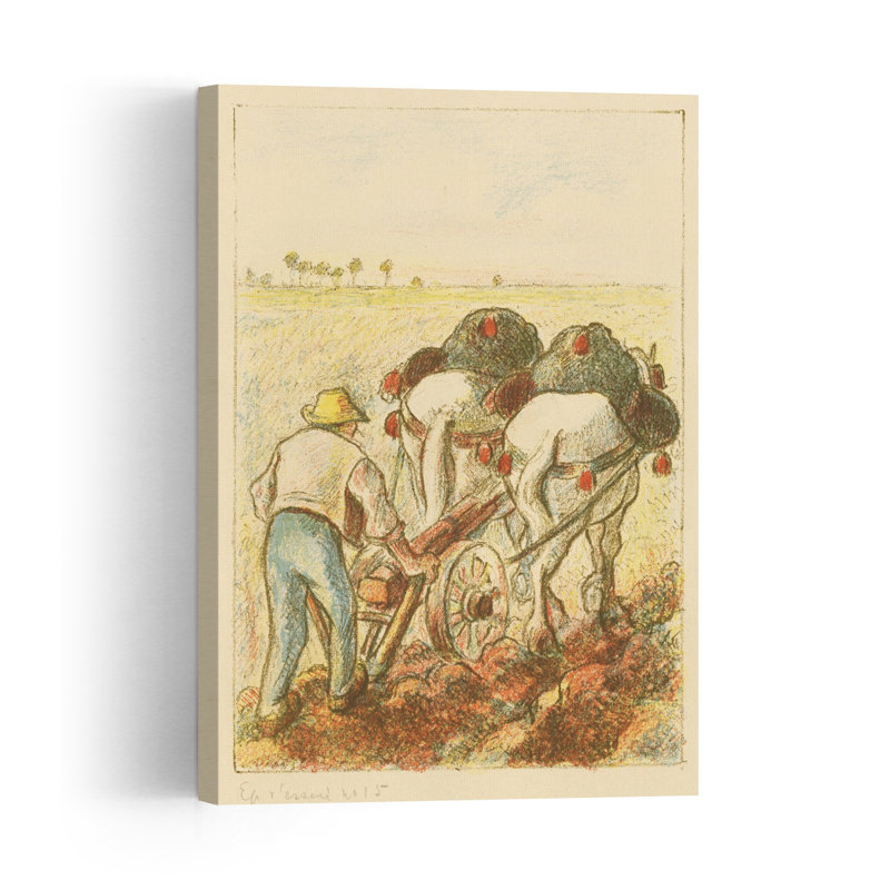 La Charrue, frontispice du livre Les Temps Nouveaux, 1901. Estampe d'art mural abstraite et contemporaine., H 48 po x l 32 po