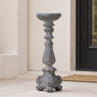 Shabby Chic Distressed Candlestick Statue