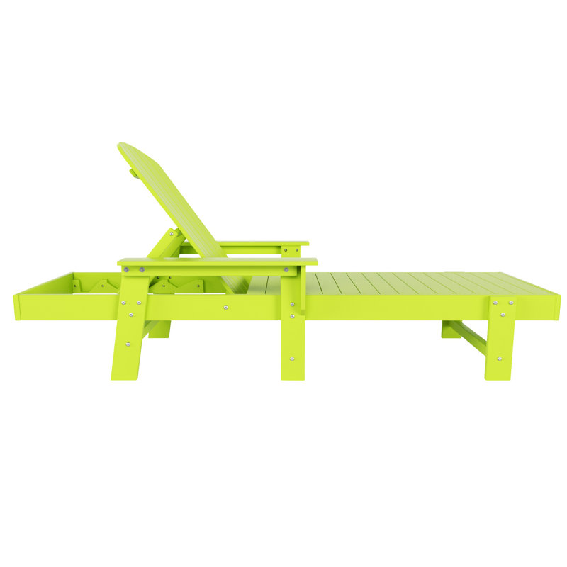Altura 77.6" Long Outdoor All-Weather Poly Reclining Single Chaise, Lime
