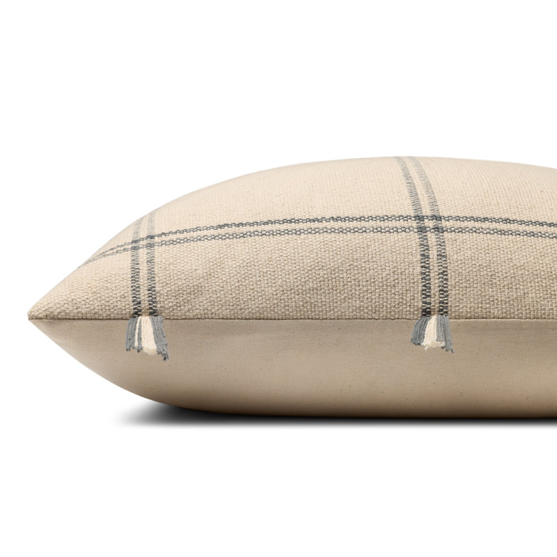 Coussin décoratif Amber Lewis x Loloi Lainey, Naturel / bleu, Housse de coussin seulement - sans coussin