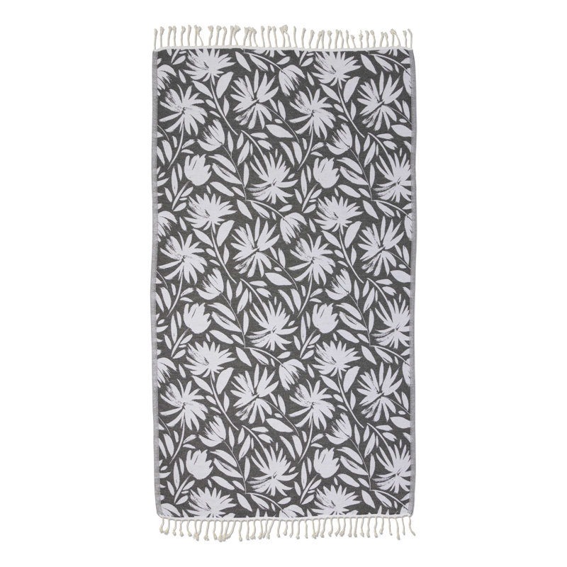 Serviette de plage en coton biologique Chanyah, Noir