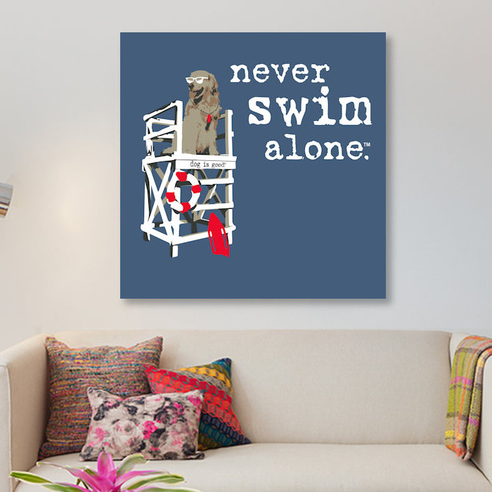 «Never Swim Alone», impression sur toile, H 12 po x l 12 po x P 0,75 po, Pas de tapis, Toile tendue