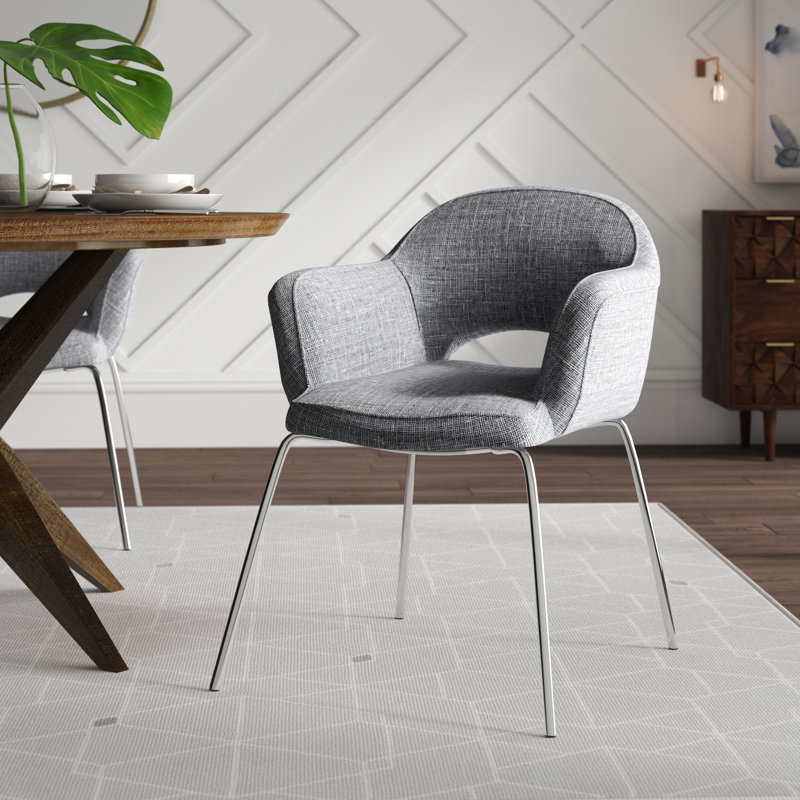 Chaise avec accoudoirs en tissu, Velours gris pâle