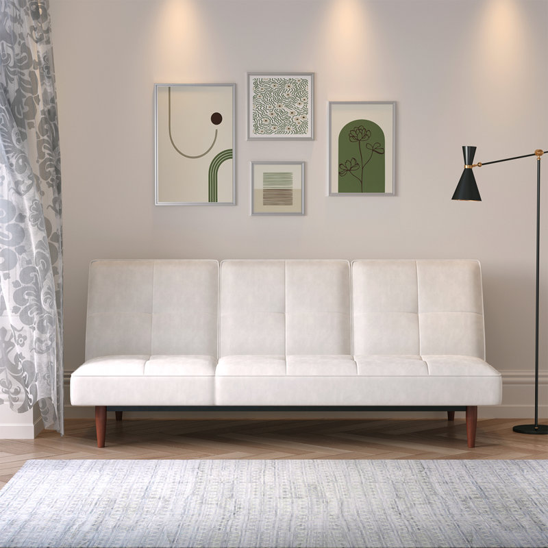 Bulkley 3 Seater Velvet Sofa Bed, Beige
