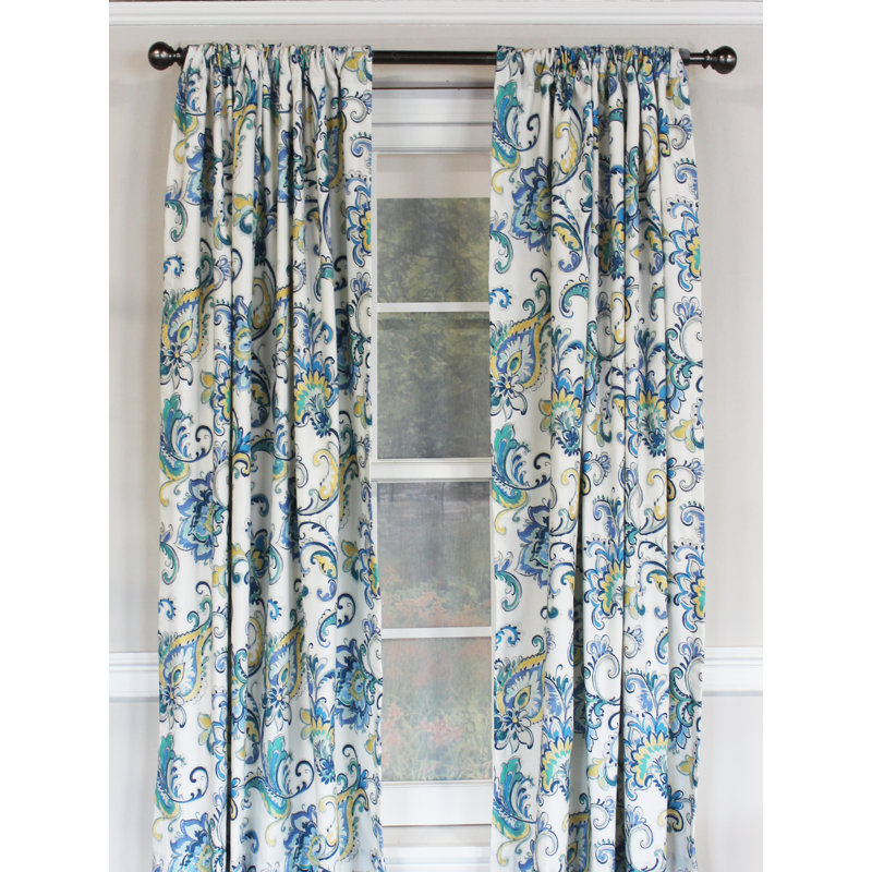 Cotton Blend Room Darkening Curtain Pair, Light Blue, 50" W x 96" L