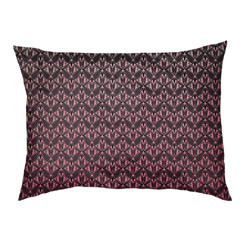 Coussin stylisé dégradé art déco Byrge, L 29,5 po x l 19,5 po, Rose foncé