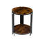 Table d'appoint ronde à deux niveaux en bois de 50 cm (19,7 po) avec cadre en métal noir de style industriel-2004013945